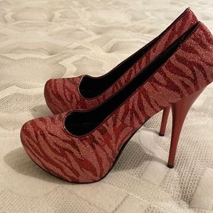Sparkly red high heels